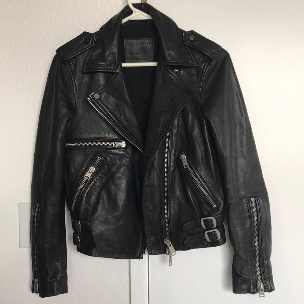 ALLSAINTS Black  Higgens Biker Leather Jacket